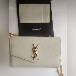 Uptown YSL Wallet on Chain Grained leather GENTLY